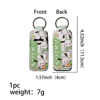 Neoprene Chapstick Holder Keychain Sanri Pattern Kawaii Animal 3pcs 11