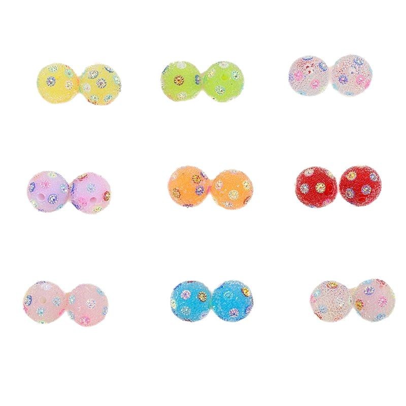 Rhinestone Bubblegum Beads 16-20mm Colorful Resin Sparkle 10pcs 5