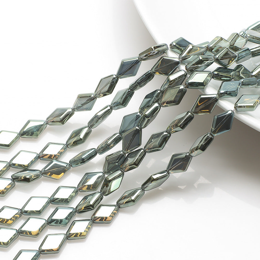 Electroplated Rhombus Glass Beads 11mm Transparent Mixed Colors 20pcs 14