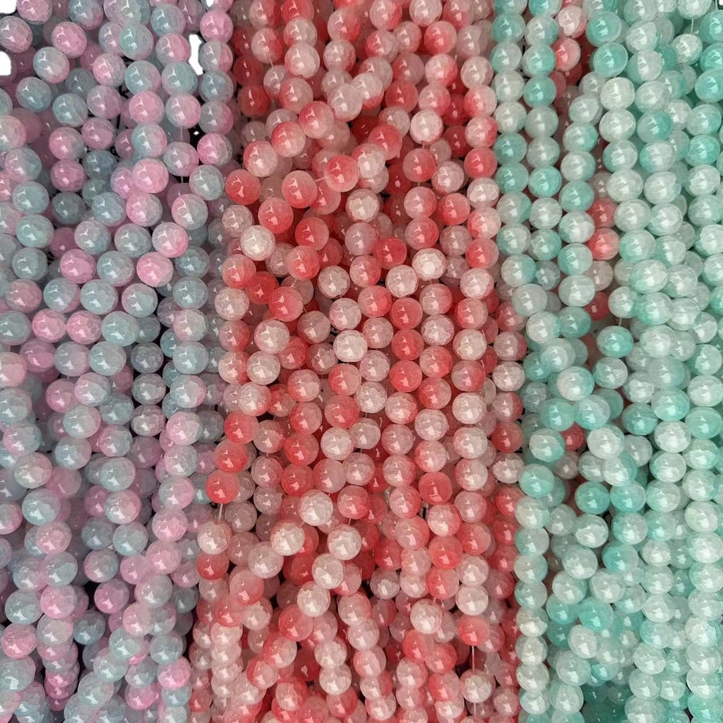 Crackle Round Glass Beads 12mm Pastel Shimmer 10 Strands 5