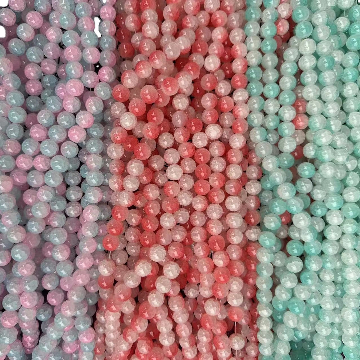Crackle Round Glass Beads 12mm Pastel Shimmer 10 Strands 5