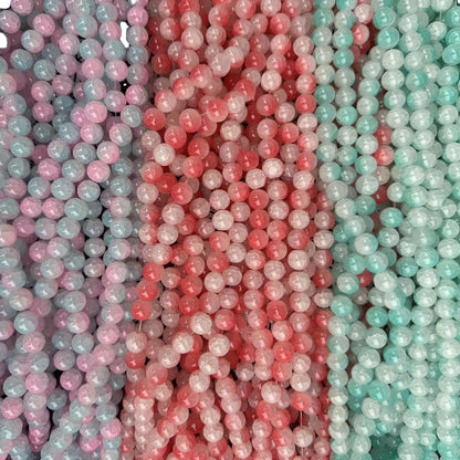 Crackle Round Glass Beads 12mm Pastel Shimmer 10 Strands 5