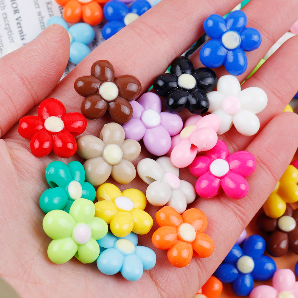 Glow In The Dark Five-Petal Flower Acrylic Beads 21mm Bicolor 10pcs 2