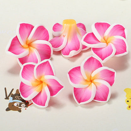 Plumeria Clay Beads 20mm Tropical Colors Polymer 10pcs 13