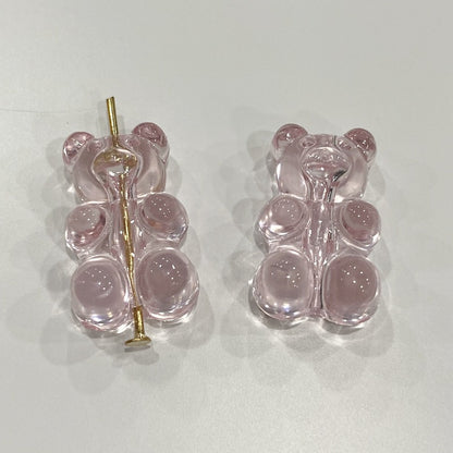 Clear Candy Colored Teddy Bear Acrylic Beads 12x18mm 10pcs 13