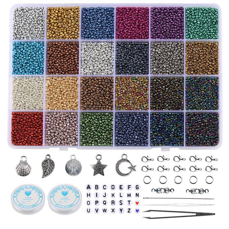 Transparent Seed Glass Beads 2mm 24 Vibrant Colors Glossy Finish 5