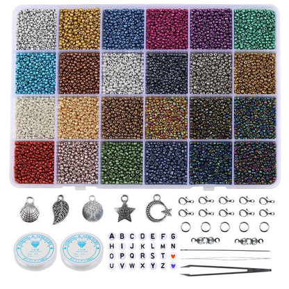 Transparent Seed Glass Beads 2mm 24 Vibrant Colors Glossy Finish 5