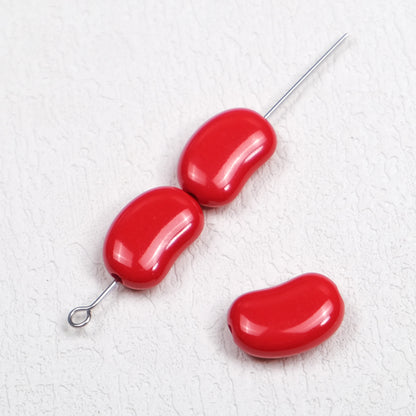 Painted Pea Acrylic Beads 15mm Glossy Jelly Bean Style 50pcs 16