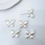 Imitation Pearl 3D Butterfly Acrylic Beads 14x33mm 20x28mm Soft Ivory 50pcs 3