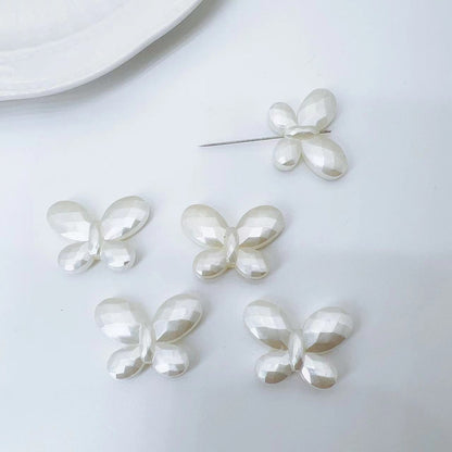 Imitation Pearl 3D Butterfly Acrylic Beads 14x33mm 20x28mm Soft Ivory 50pcs 3