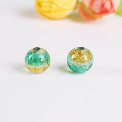 Lampwork Glass Beads Round 12mm Double Color Luminous Foil 5pcs 11
