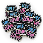 Silicone Focal Beads Self Love Colorful Lettering Black Background 20pcs 4