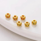 Brass Hollow Zirconia Embedded Spacer Beads 4.5-10mm Vintage 10pcs
