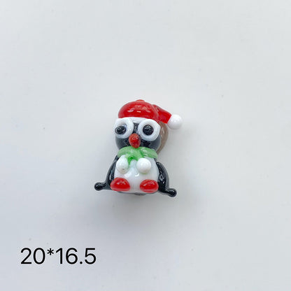 Hand Painted 3D Christmas Lampwork Glass Beads Snowman Santa Motifs 1pc 10