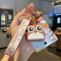 PVC Rubber Cube Animal Keychain with Leather Rope Dog Cat Owl Piggy 8