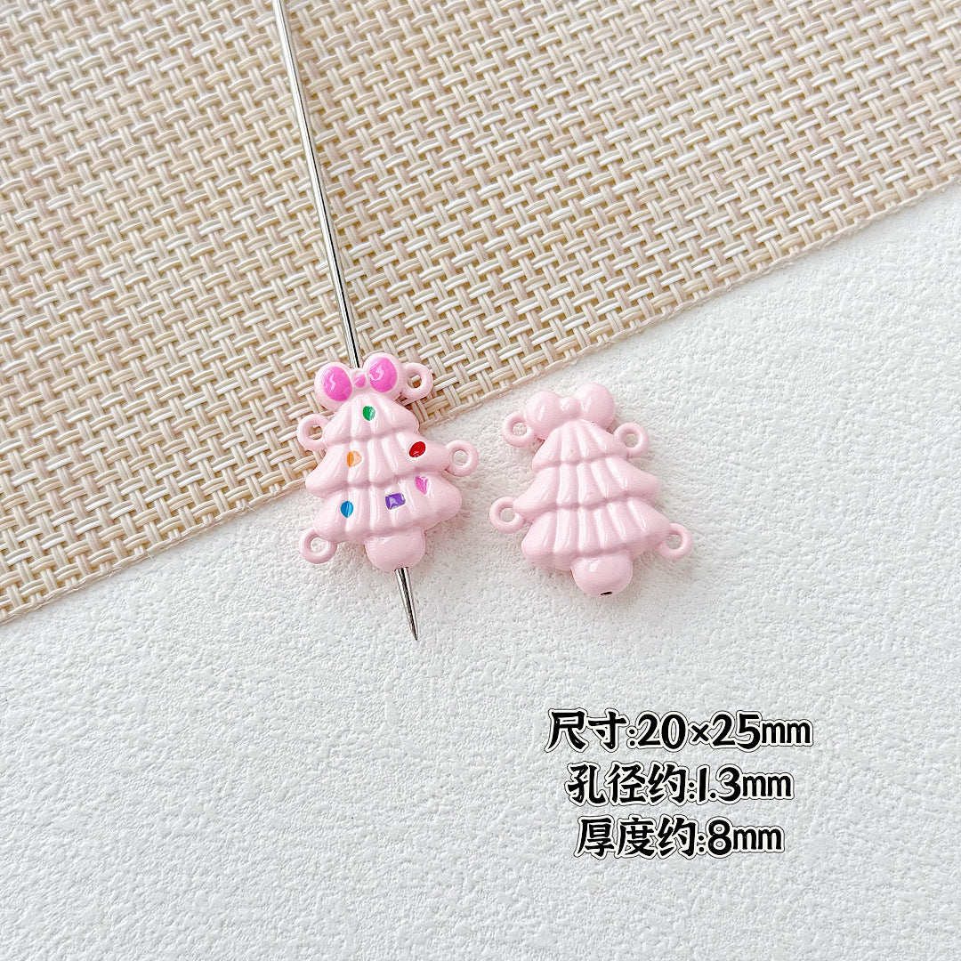 Baking Painted Christmas Tree and Bells Metal Beads 20pcs Festive Colors 29