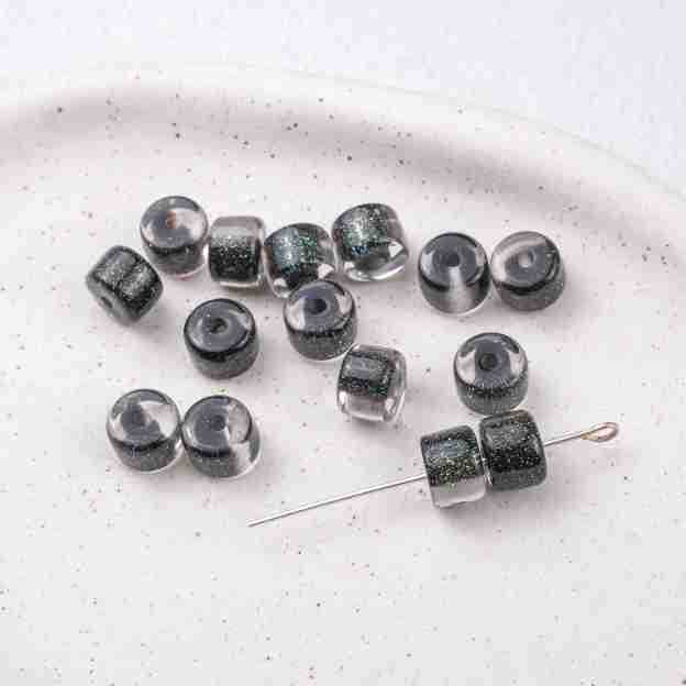 Clear Glitter Resin Barrel Beads 6 8mm Mixed Colors 50pcs 4