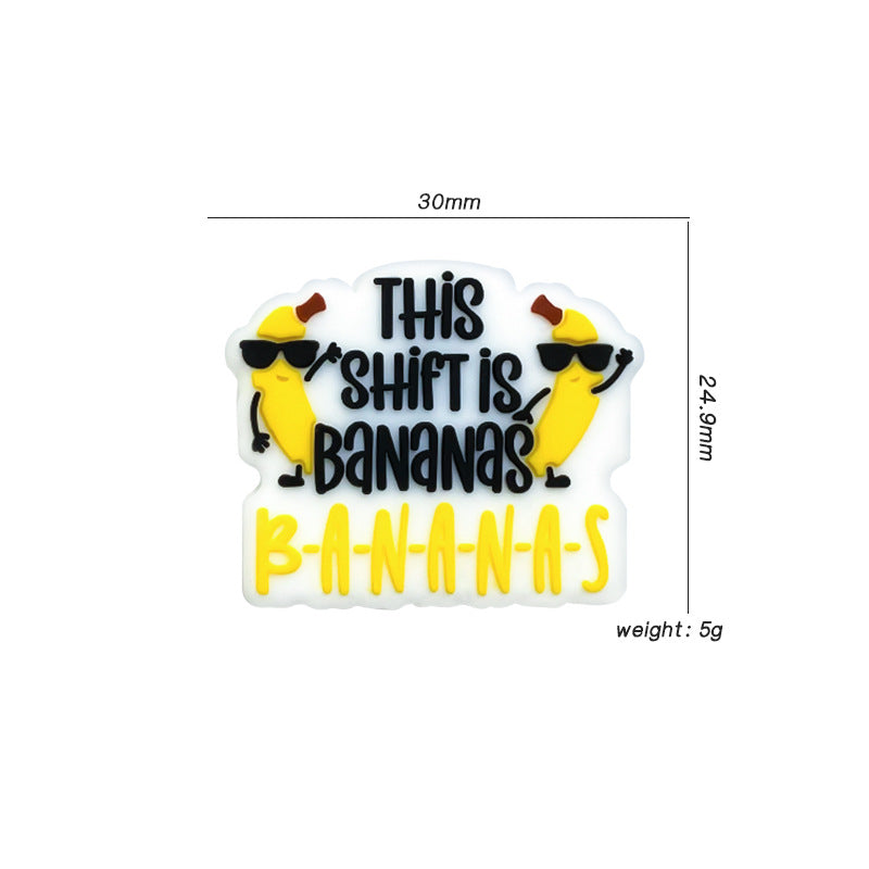 Silicone Focal Beads Banana This Shift Is Bananas Text Design 20pcs 2