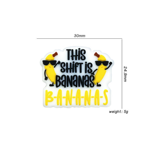 Silicone Focal Beads Banana This Shift Is Bananas Text Design 20pcs 2