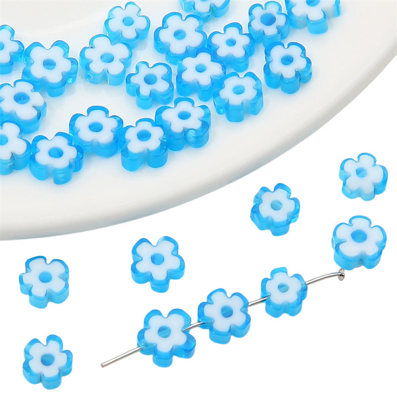 Millefiori Plum Flower Glass Beads 6mm Colorful Mixed 20pcs 14