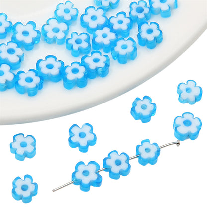 Millefiori Plum Flower Glass Beads 6mm Colorful Mixed 20pcs 14