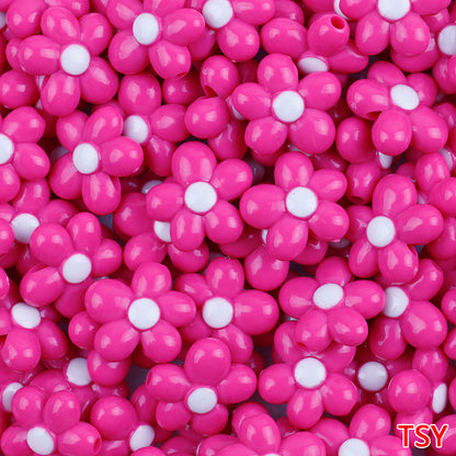 Glow In The Dark Five-Petal Flower Acrylic Beads 21mm Bicolor 10pcs 20