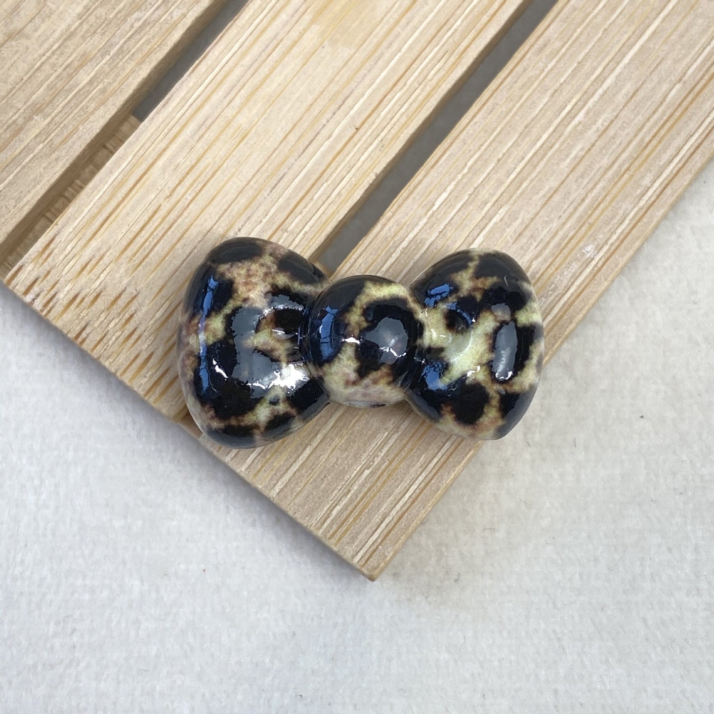 Leopard Print Bow Acrylic Beads 20mm Colorful Mixed 50pcs 11