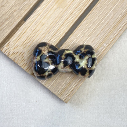 Leopard Print Bow Acrylic Beads 20mm Colorful Mixed 50pcs 11