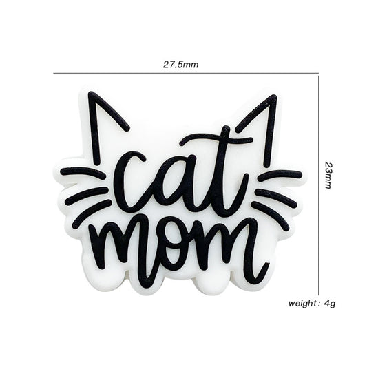 Silicone Focal Beads Cat Mother Bold Lettering Whiskers 10pcs