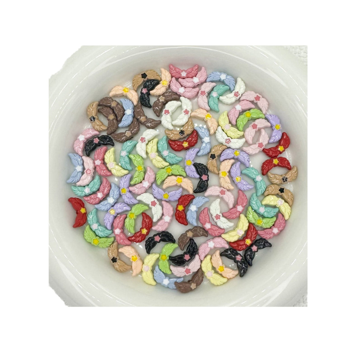 Angel Wing Metal Beads 14mm Painted Colorful Alloy 10pcs 5
