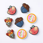 Silicone Focal Beads Retro Style Denim Masked Cowboy Circular Hello 20pcs 4
