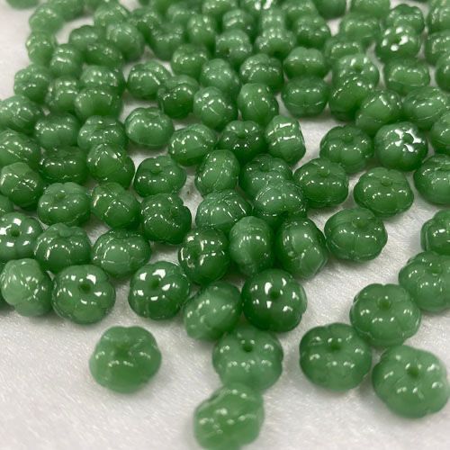 Flat Pumpkin Czech Glass Beads 6x8mm Glossy Autumn Colors 10pcs