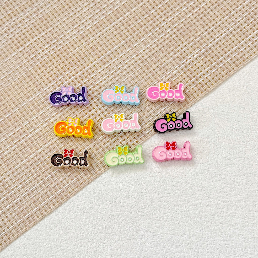Baking Painted Good Sign and Teacup Bear Metal Beads 17mm 10pcs 12