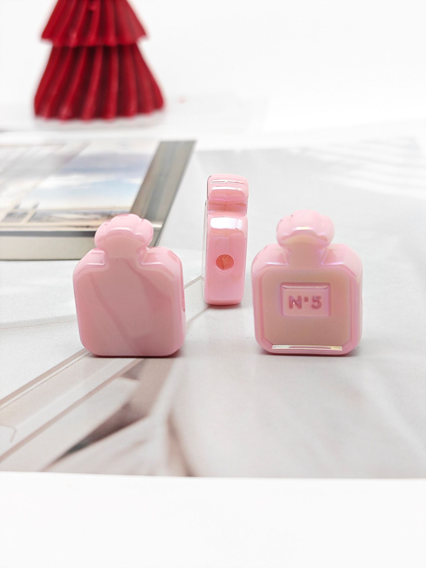 Painted Perfume Bottle Acrylic Beads 29mm Enamel Finish 50pcs 14