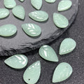Czech Glass Beads Leaf 18mm Imitation Jade Translucent Green 50pcs 3