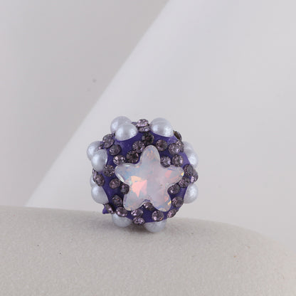 Embellished Star Clay Beads 18mm Pearl Rhinestone Bubblegum 10pcs 11