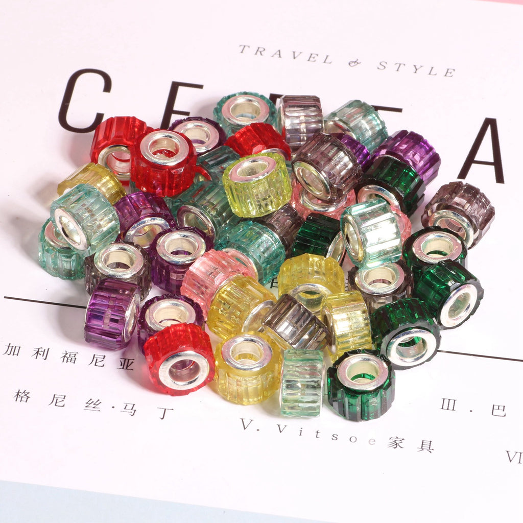 Faceted Cylindrical Resin Spacer Beads 11mm Large Hole 50pcs 3