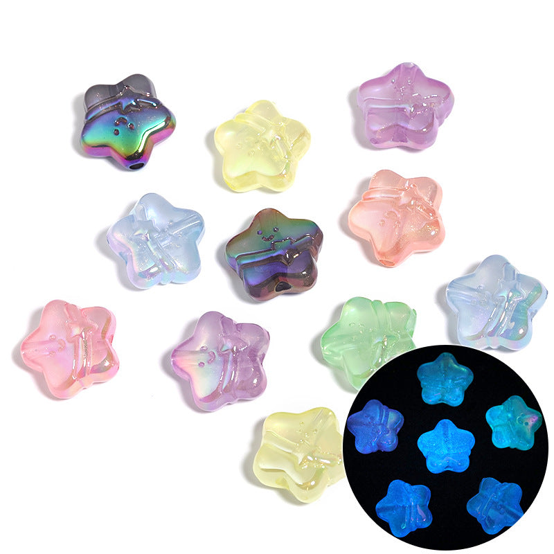 Glow Flower Heart Acrylic Beads 17-21mm Iridescent Plated 50pcs 7