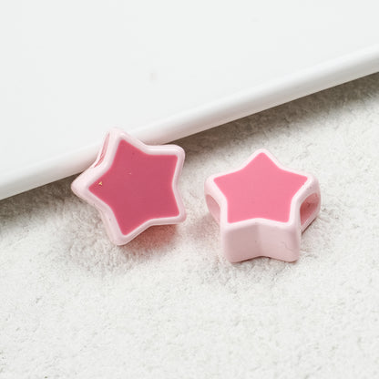 Painted Star Acrylic Beads 16mm Two-Color Enamel Glossy 20pcs 4