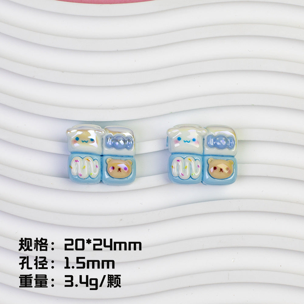 Sanrio Series 4-Roll Bread Resin Beads Glossy Pastel 20pcs 11