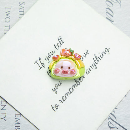Glossy Pig Resin Beads Playful Dessert Design 10pcs 9