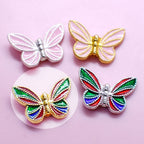 Tassel Butterfly Metal Beads 20mm Enamel Painted Zinc Alloy 20pcs 3