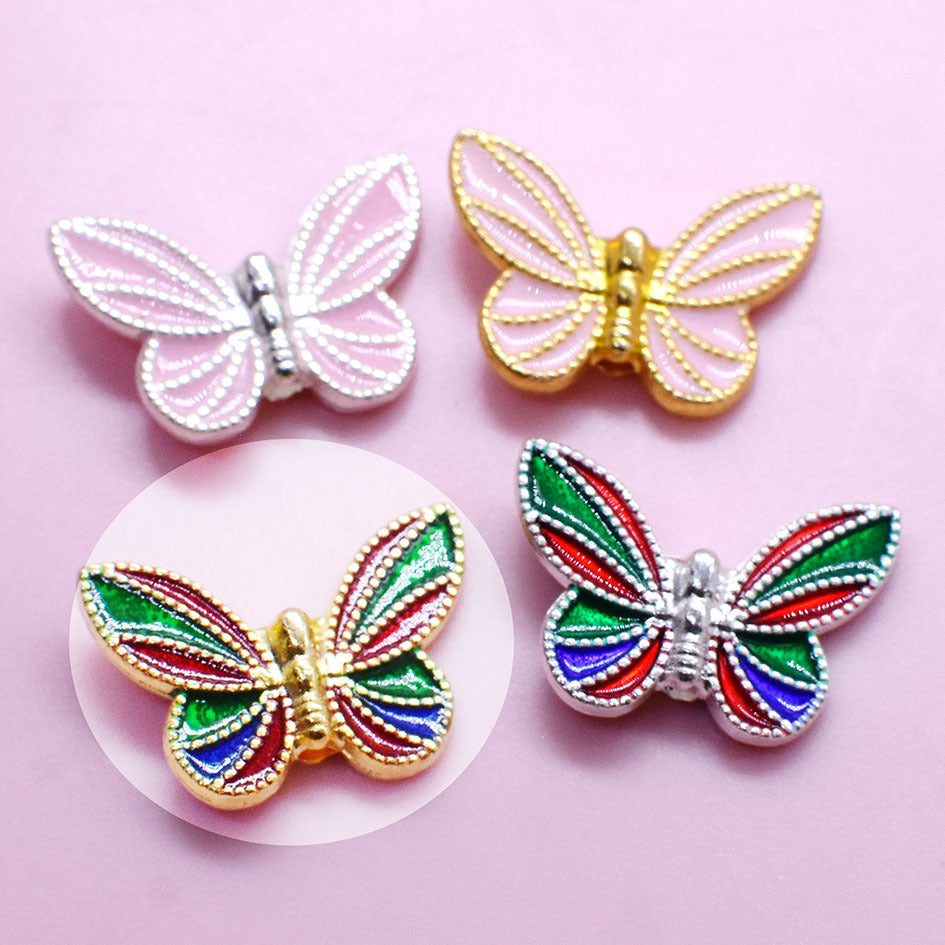 Tassel Butterfly Metal Beads 20mm Enamel Painted Zinc Alloy 20pcs 3