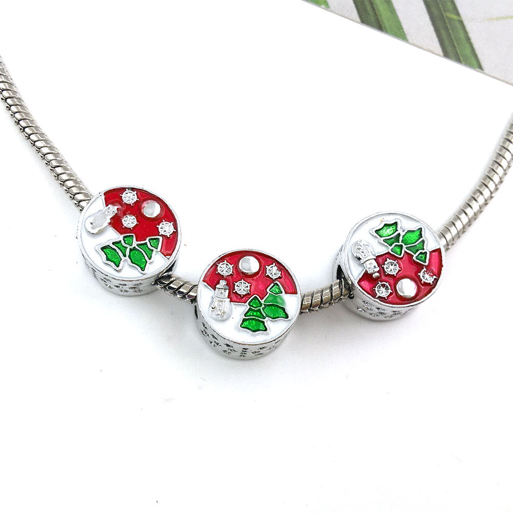 Christmas Series Colorful Enamel Metal Beads Large Hole 1pc 15