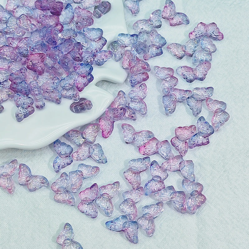 Butterfly Glass Beads 15x10mm Colored Transparent 25pcs 12