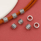 Tube Metal Beads 8mm Ethnic Pattern Antique Silver Tone 100pcs