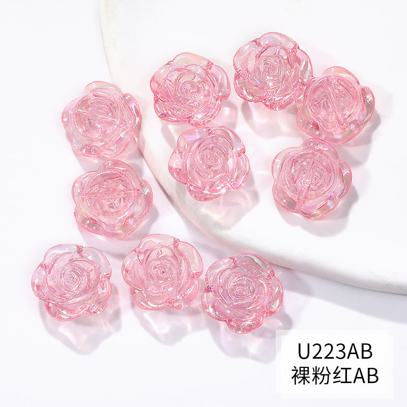 Pearl Imitation Camellia Acrylic Beads 10-18mm ABS Plastic 50pcs 19