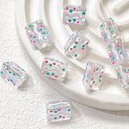 Lampwork Prism Glass Beads 12mm Hand Painted Dopamine Polka Dotted 5pcs 6