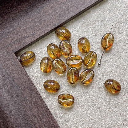 Vintage Czech Coffee Bean Lampwork Glass Beads 8x11mm 10pcs 20