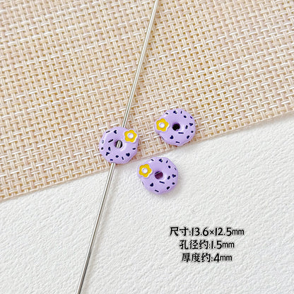 Donut Metal Beads 13mm Painted Enamel Pastel 10pcs 7